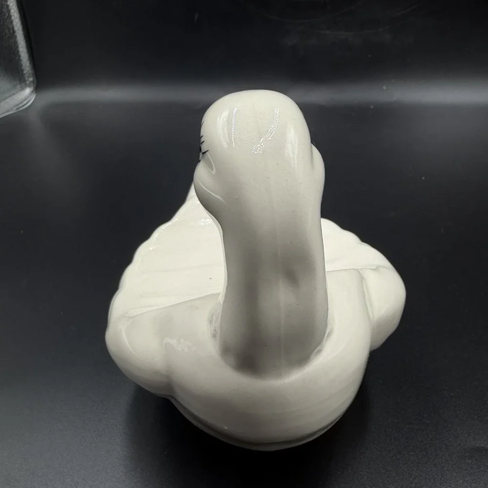 Vintage MCM Ceramic Duck Goose Soap Dish Cottage Core White Yellow